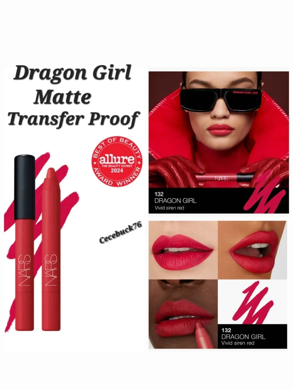 🌺NARS Dragon Girl Powermatte High Intensity Lip Pencil Matte Red Lipstick